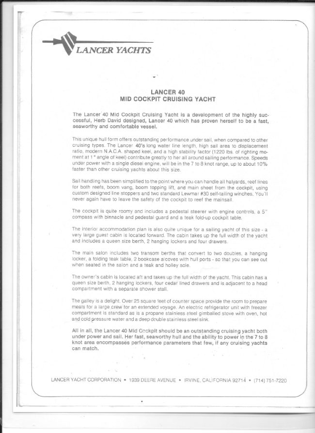 1983 Lancer Yachts 40